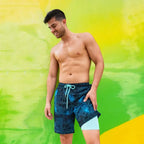 Men’s Premium Compression-Lined Hybrid Shorts – Foggy Palms