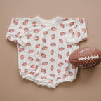 Football Print Bamboo Bubble Romper