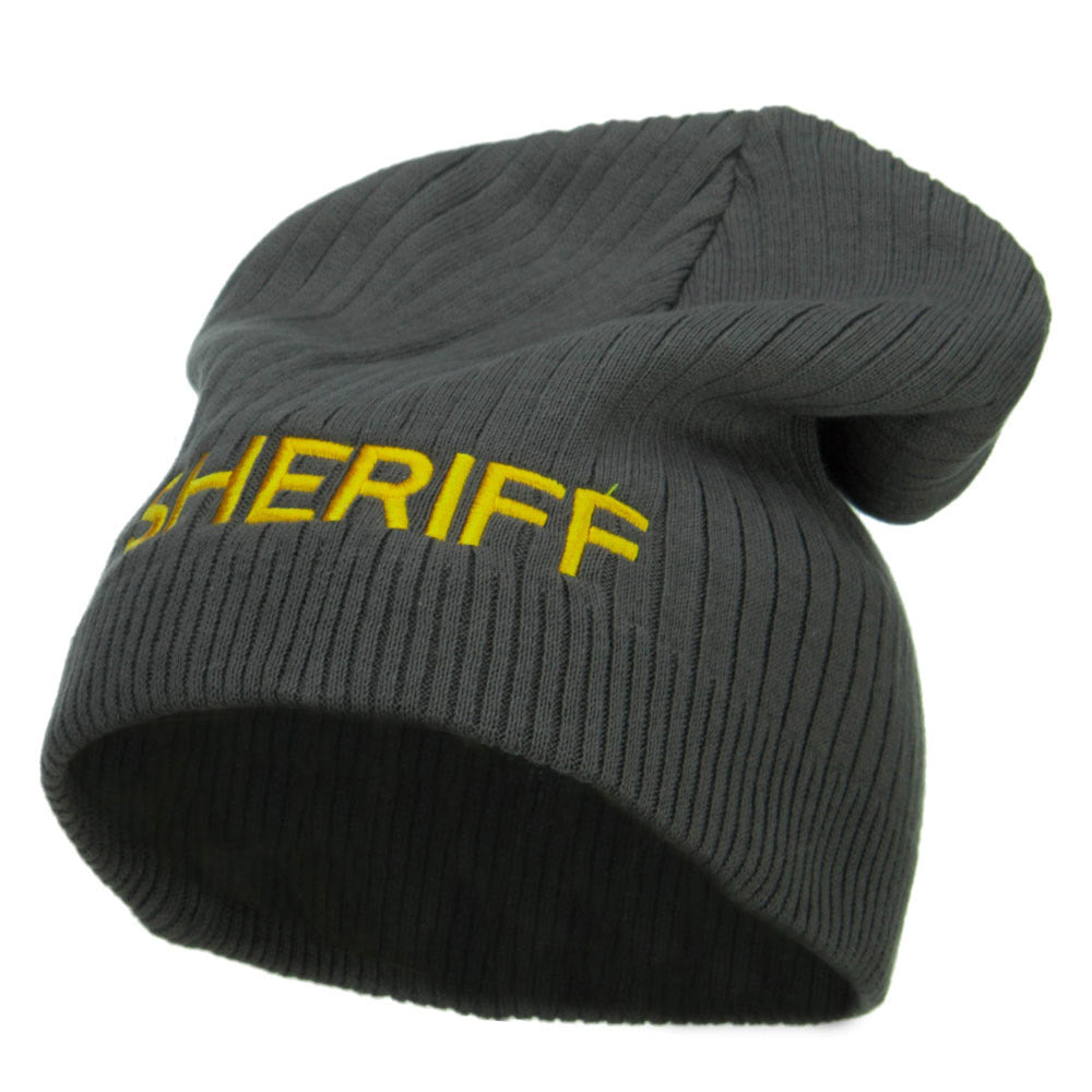 Big Size Sheriff Embroidered Ribbed Beanie