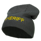 Big Size Sheriff Embroidered Ribbed Beanie