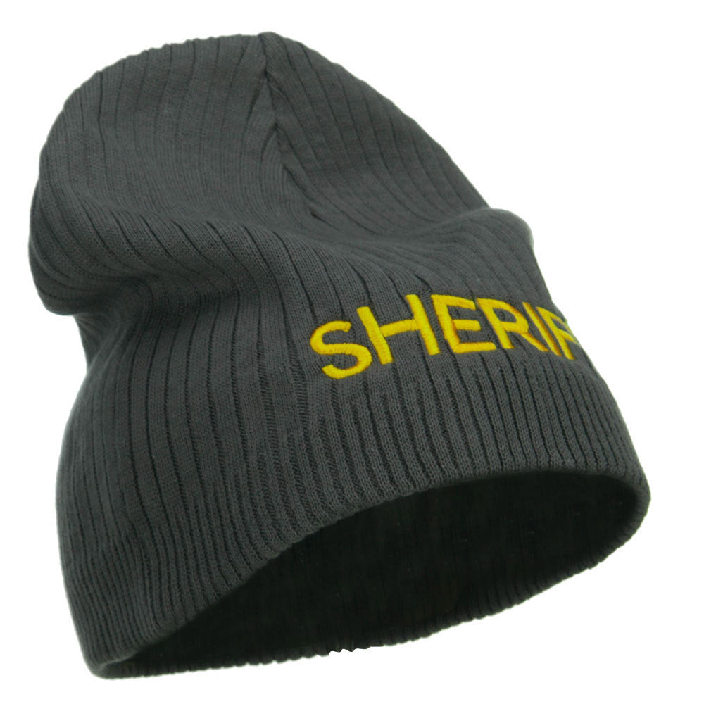 Big Size Sheriff Embroidered Ribbed Beanie