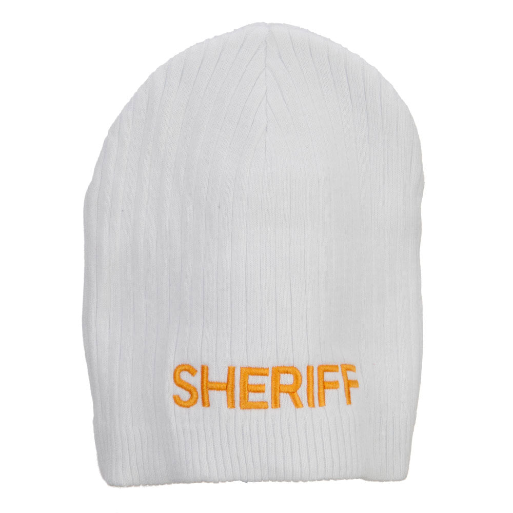 Big Size Sheriff Embroidered Ribbed Beanie
