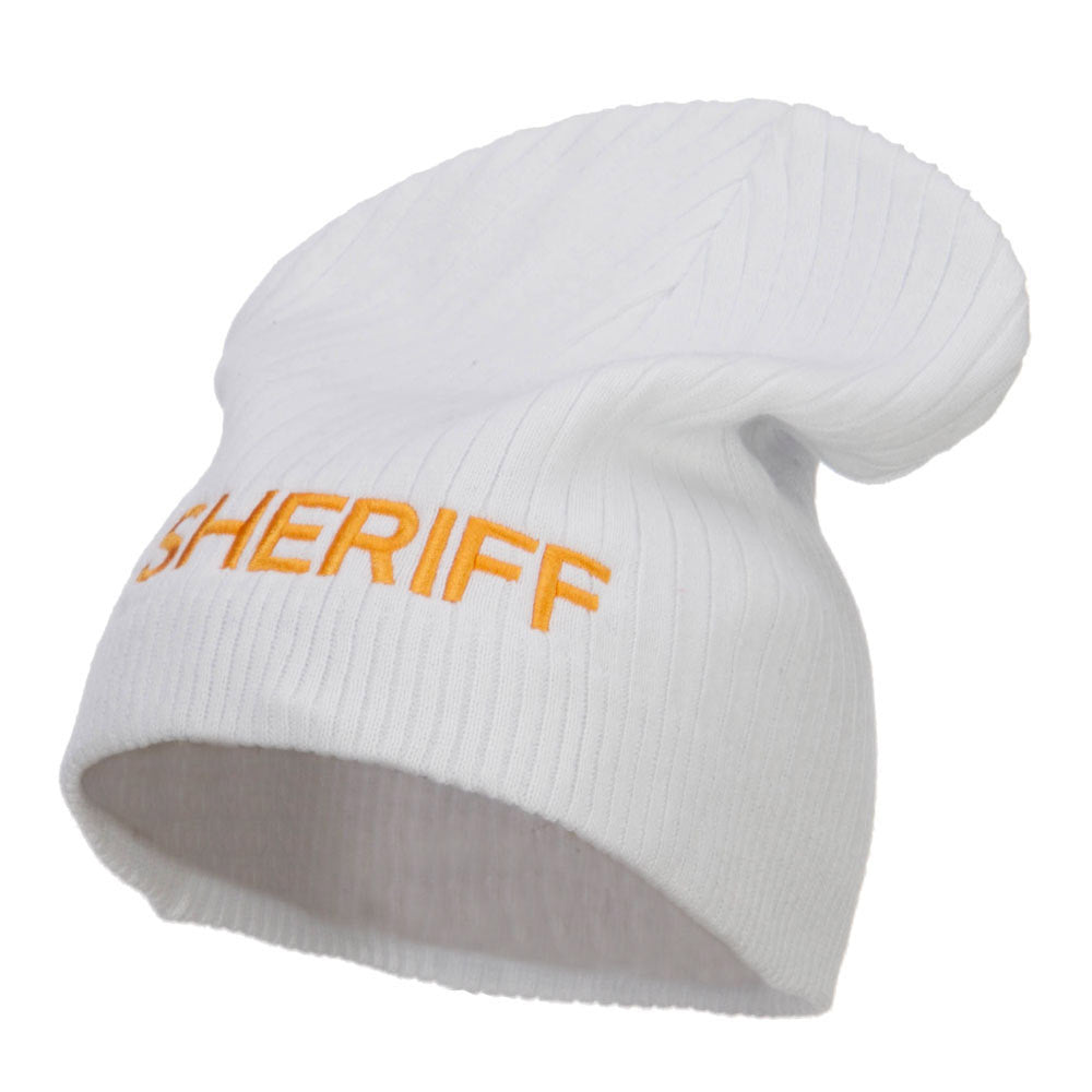 Big Size Sheriff Embroidered Ribbed Beanie