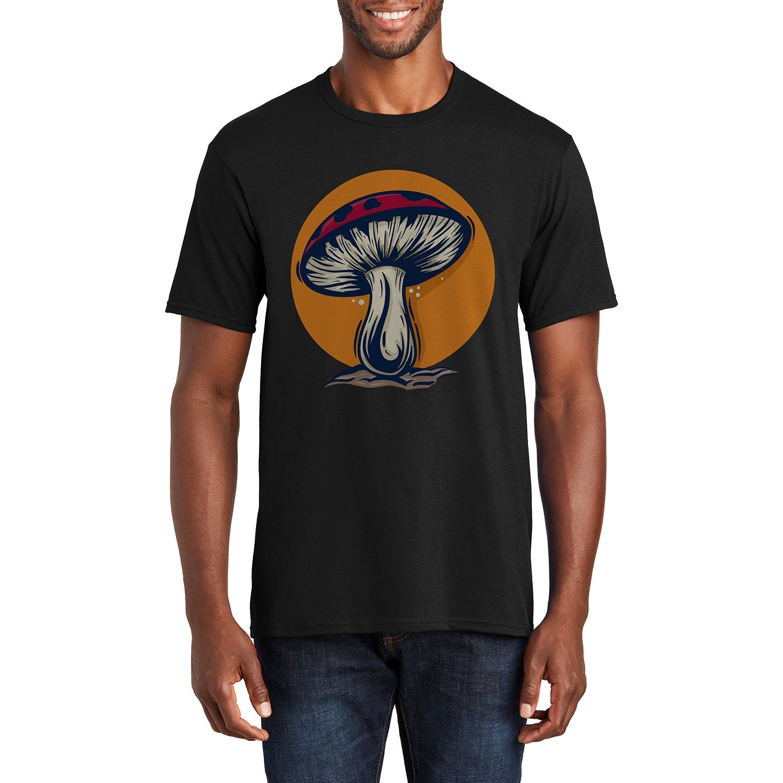 Illustrated Toadstool Graphic Men's Fan Favorite Crew Neck Tee Shirt