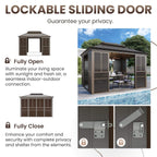 Terrace Fully-Enclosed Outdoor Black Sunroom With Lockable Sliding Doors And Galvanized Double Steel Roof (SAK81634)