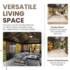 Terrace Fully-Enclosed Outdoor Black Sunroom With Lockable Sliding Doors And Galvanized Double Steel Roof (SAK81634)