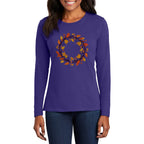 Autumn Wreath Women's Port & Company Long Sleeve Cotton T-Shirt