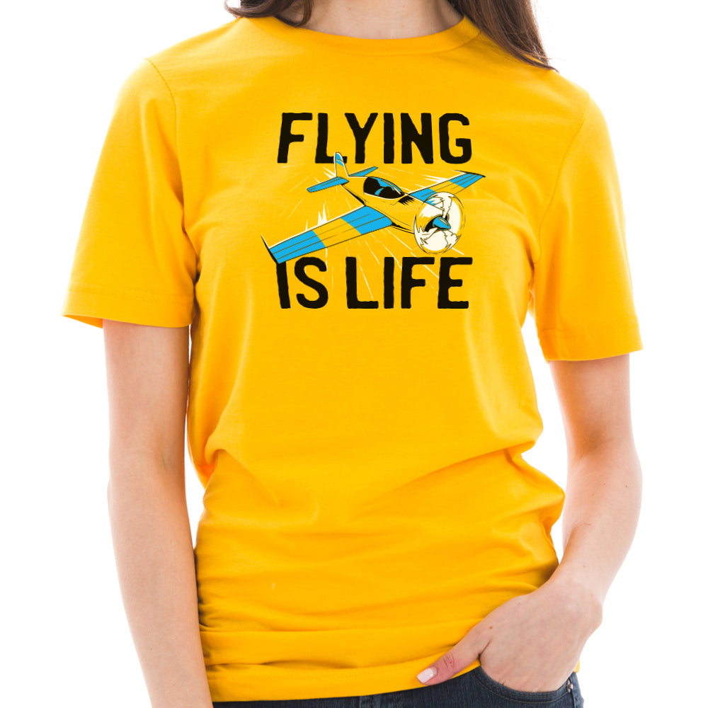Flying Is Life Graphic Design Unisex Short Sleeve Cotton Jersey T-Shirt
