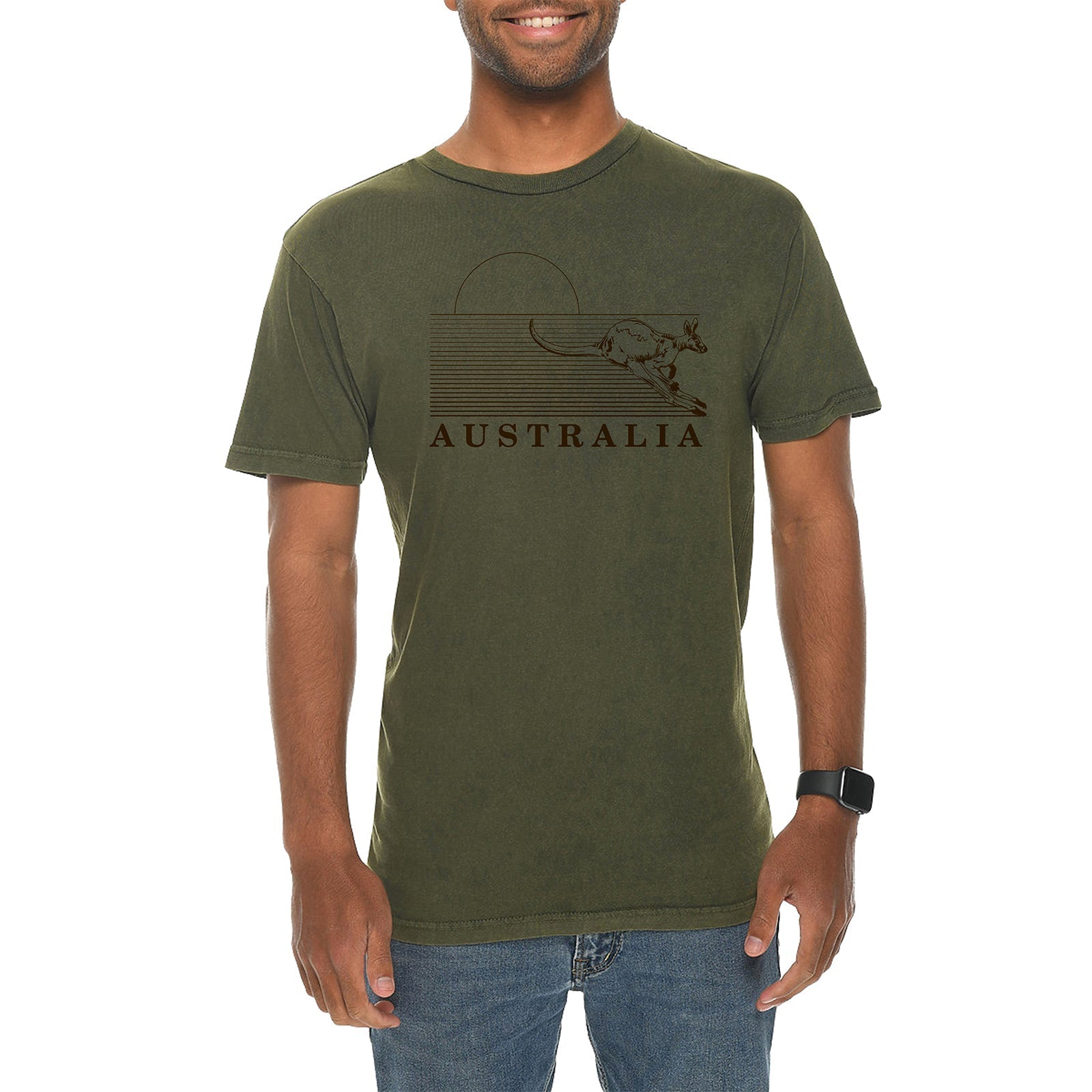 Australia Kangaroo Graphic Design Vintage Crewneck Tee