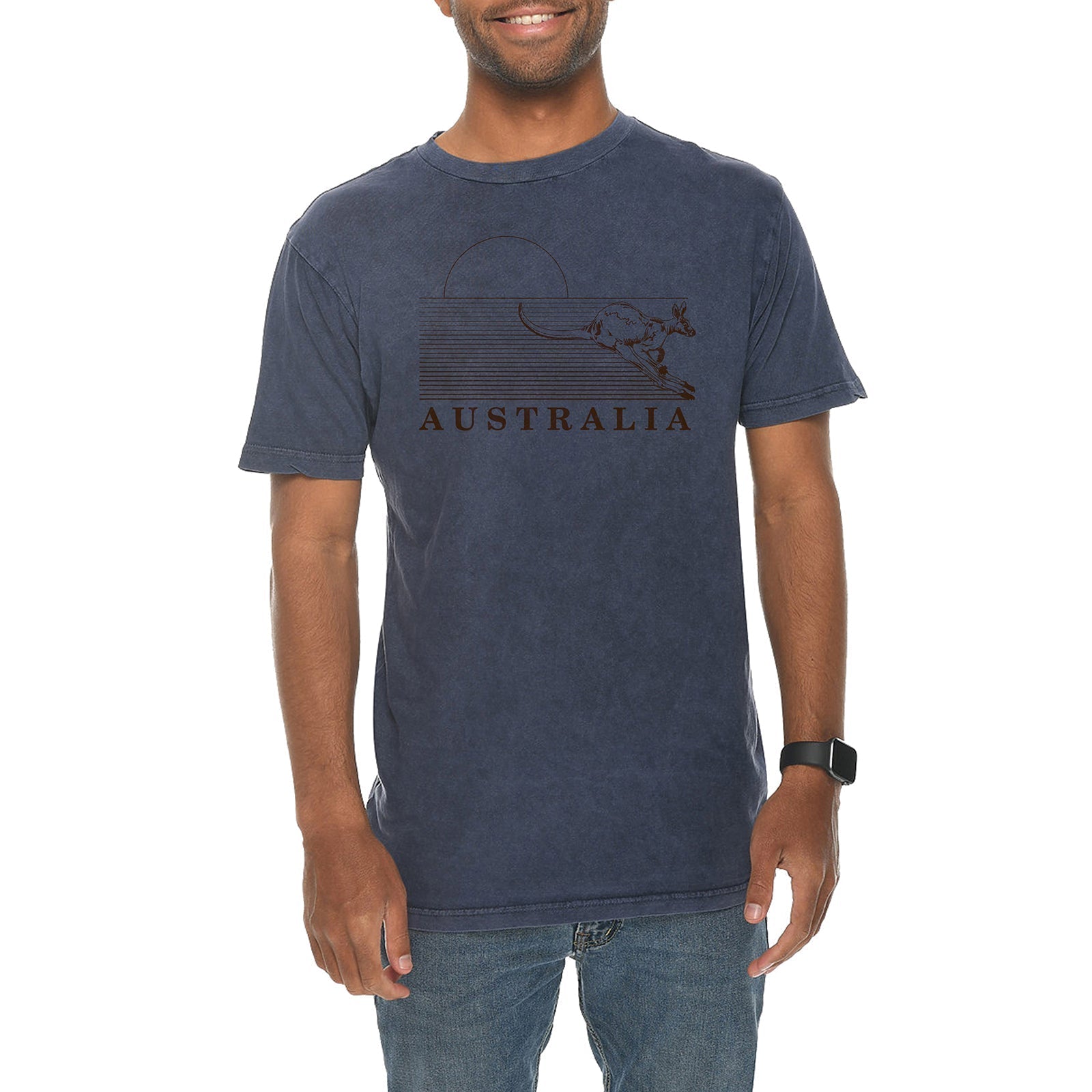 Australia Kangaroo Graphic Design Vintage Crewneck Tee