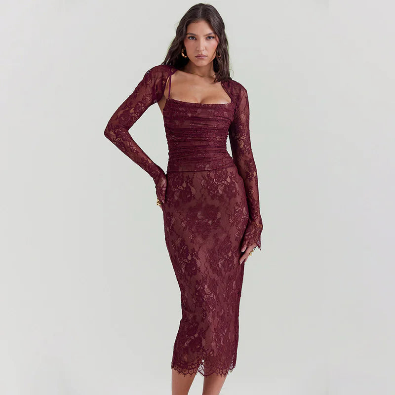 Elegant Red Spaghetti Strap Party Dress