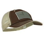Grey American Flag Patched Big Size Washed Mesh Cap