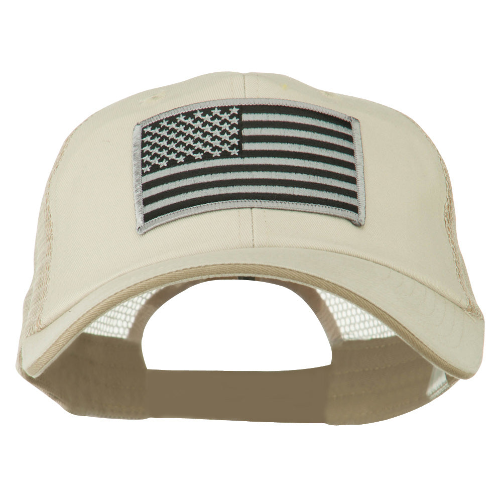 Grey American Flag Patched Big Size Washed Mesh Cap
