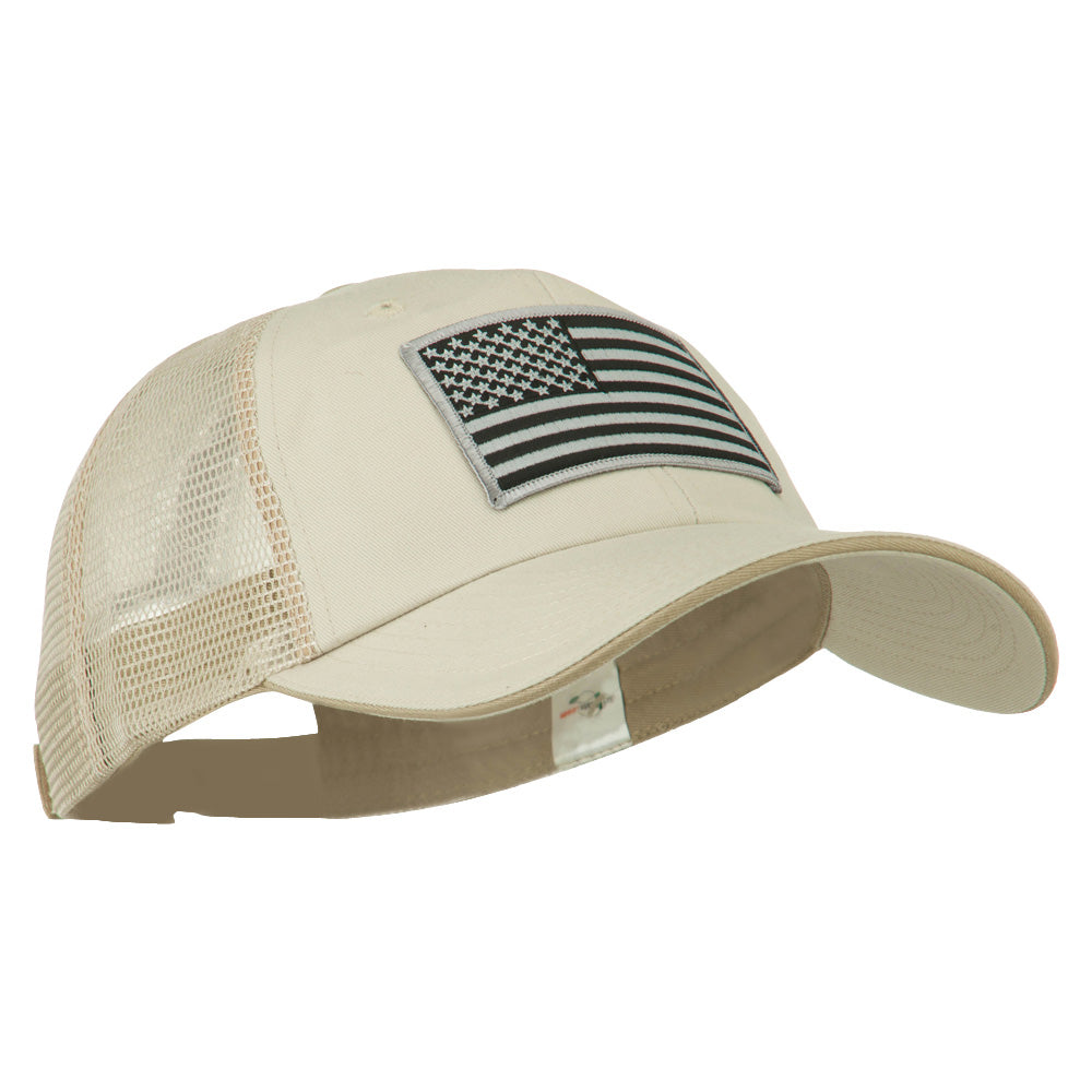 Grey American Flag Patched Big Size Washed Mesh Cap