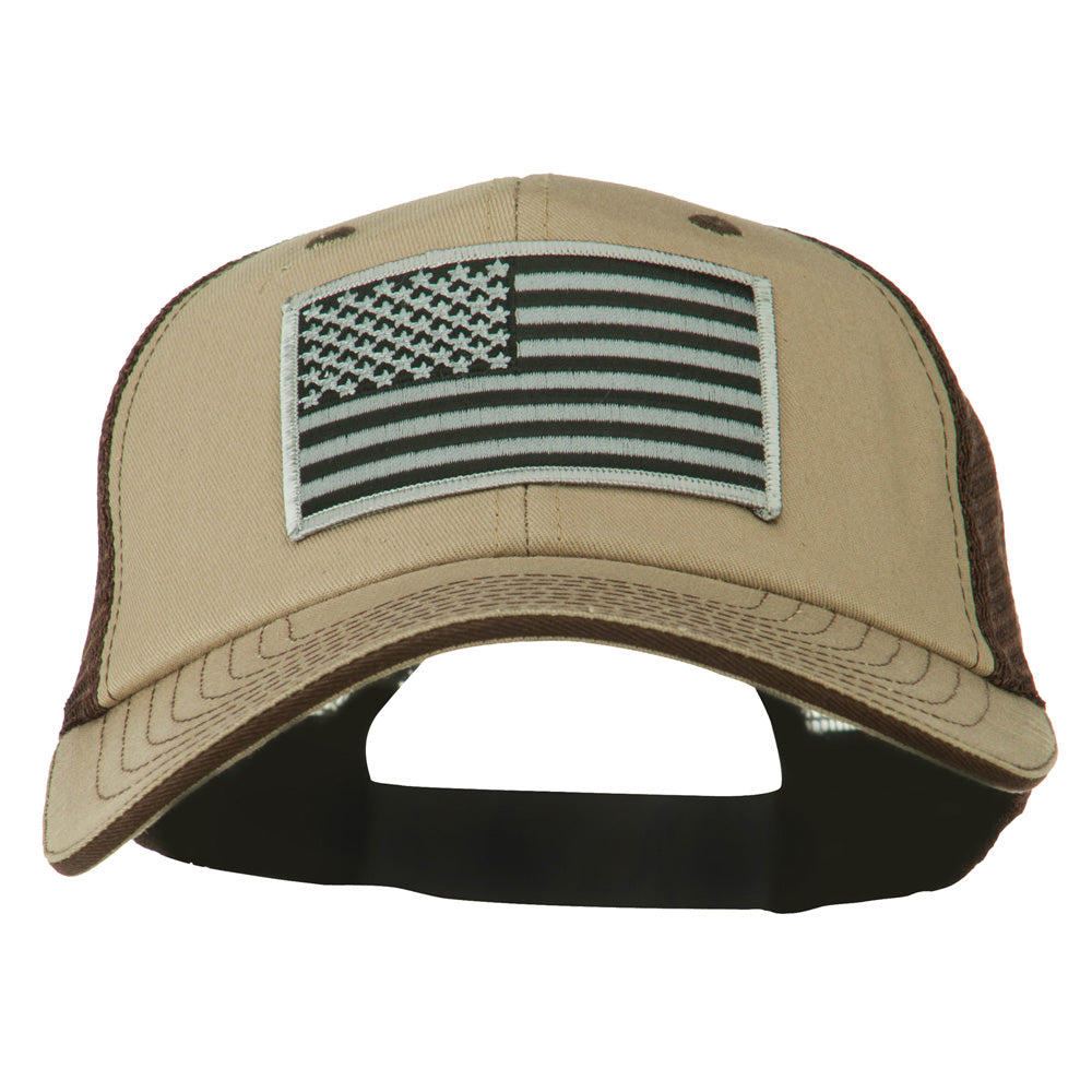 Grey American Flag Patched Big Size Washed Mesh Cap