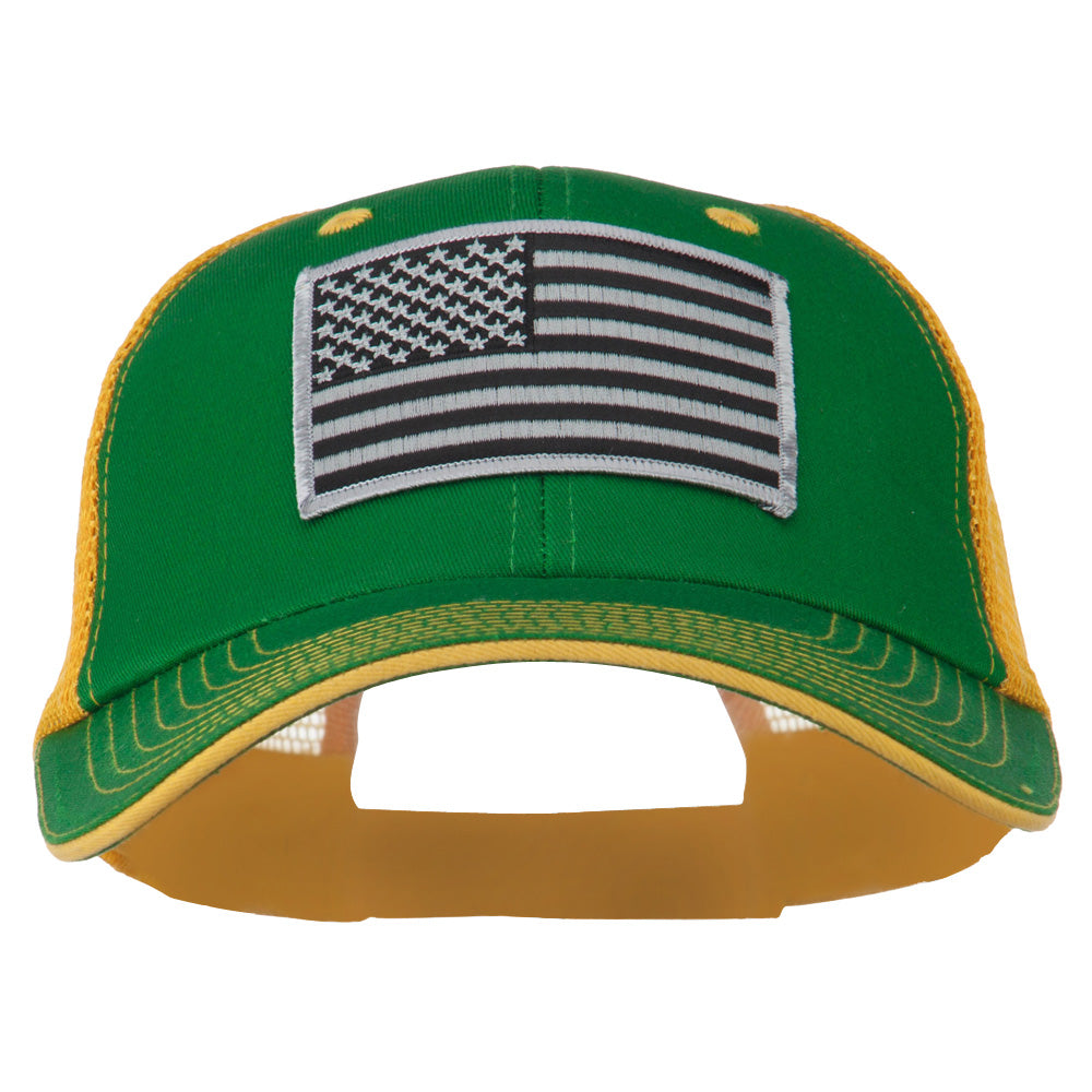 Grey American Flag Patched Big Size Washed Mesh Cap