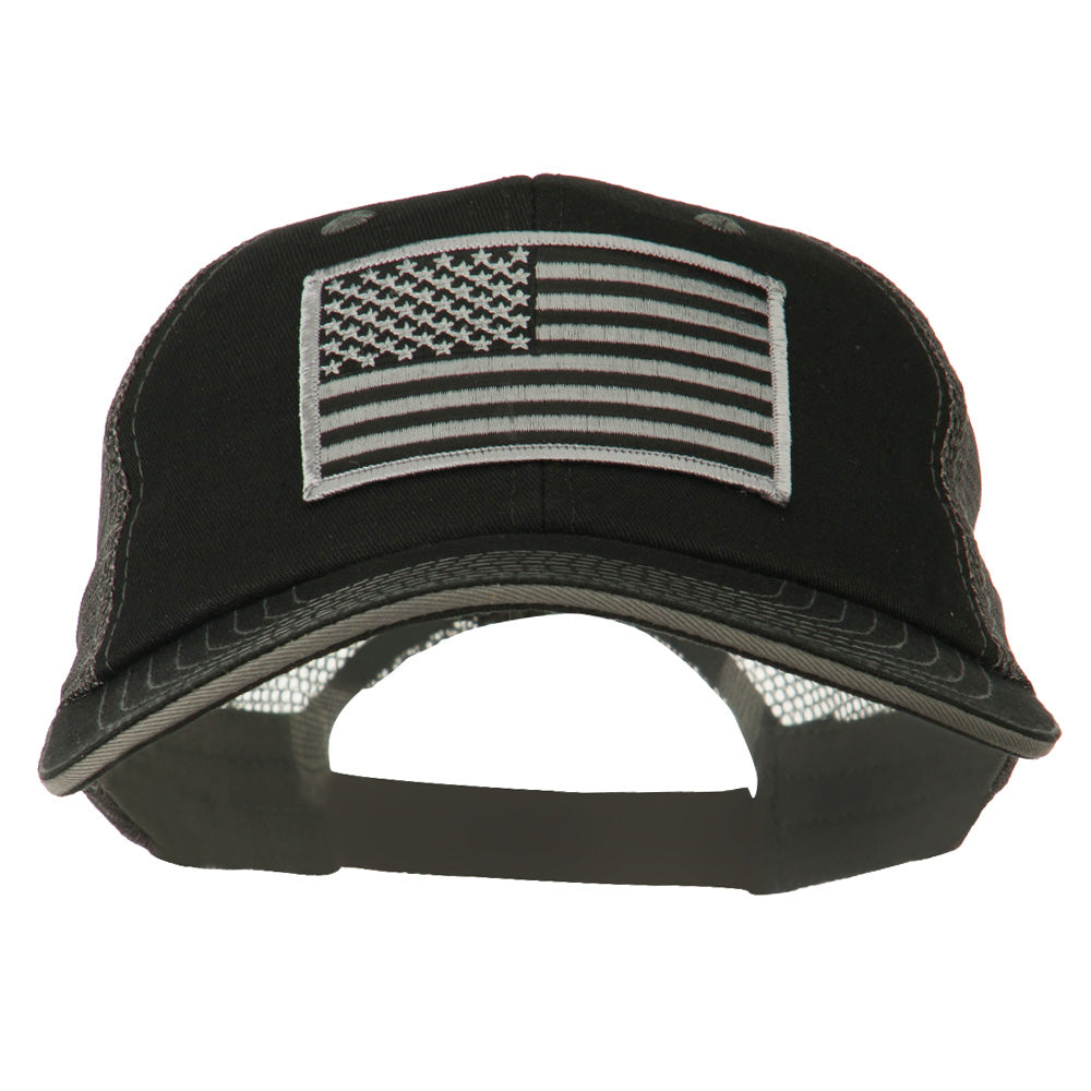 Grey American Flag Patched Big Size Washed Mesh Cap