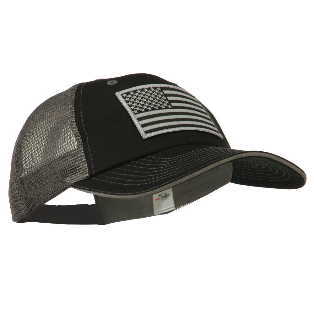 Grey American Flag Patched Big Size Washed Mesh Cap