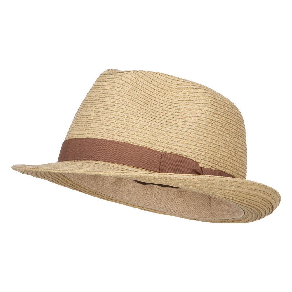 Big Size Straw Fedora with Thin Grosgrain Band