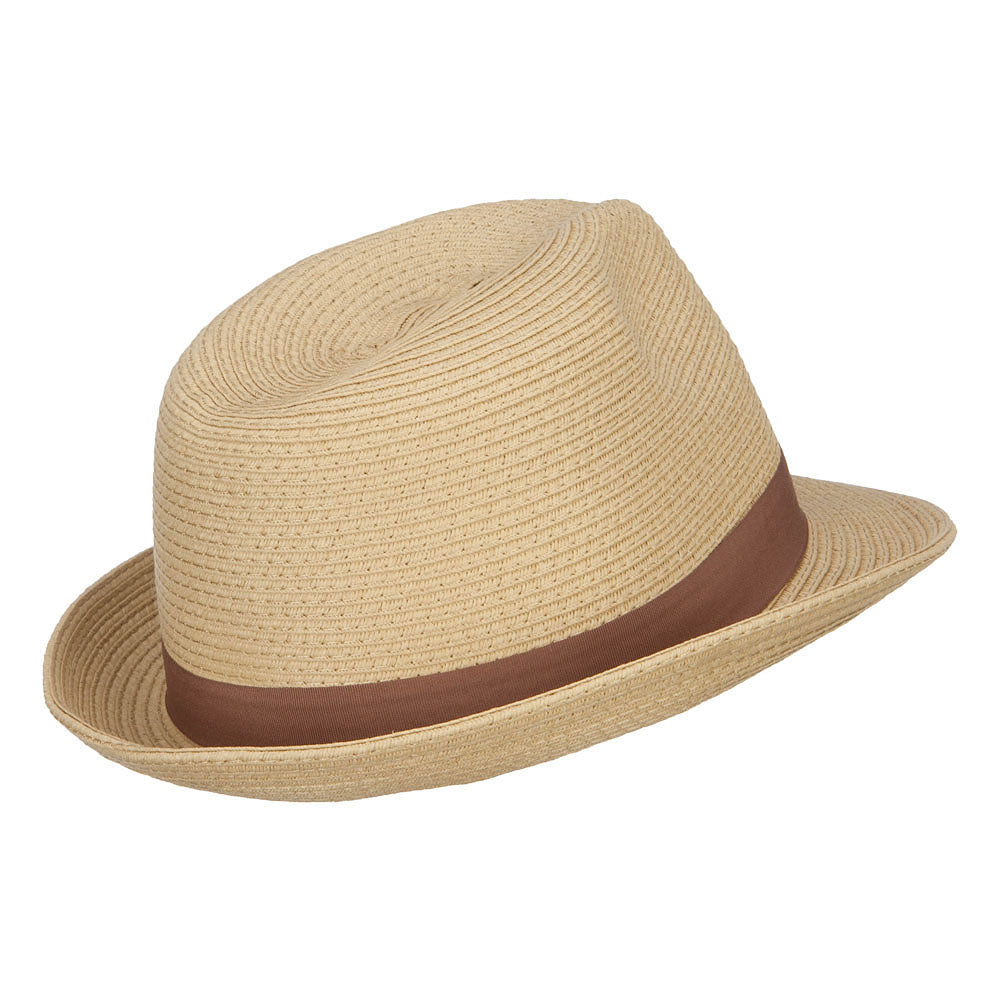 Big Size Straw Fedora with Thin Grosgrain Band
