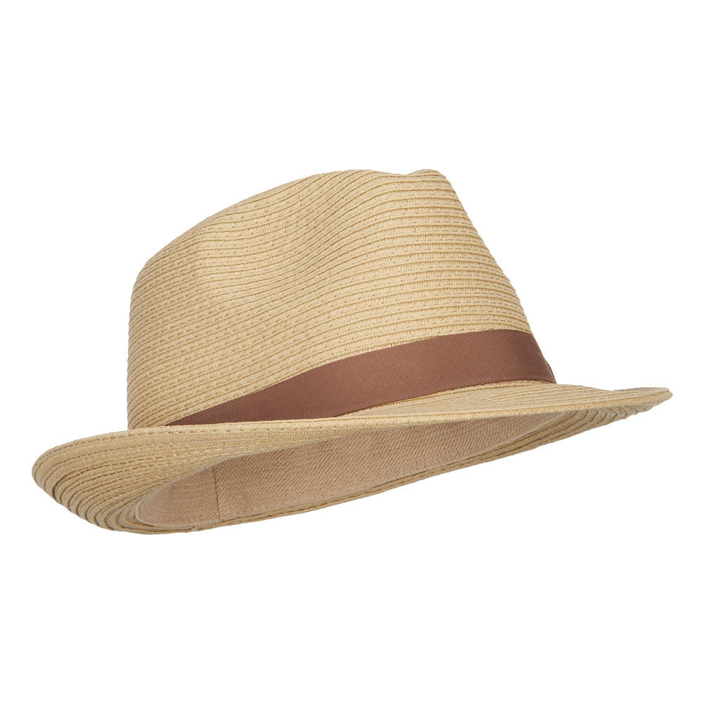 Big Size Straw Fedora with Thin Grosgrain Band