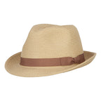Big Size Straw Fedora with Thin Grosgrain Band