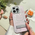 Luxury Pink Kitty Case with Stand for iPhone 16 15 14 13 12 11 Pro Max Plus - Soft Silicone Anti-Drop Protective Cover with Bracket