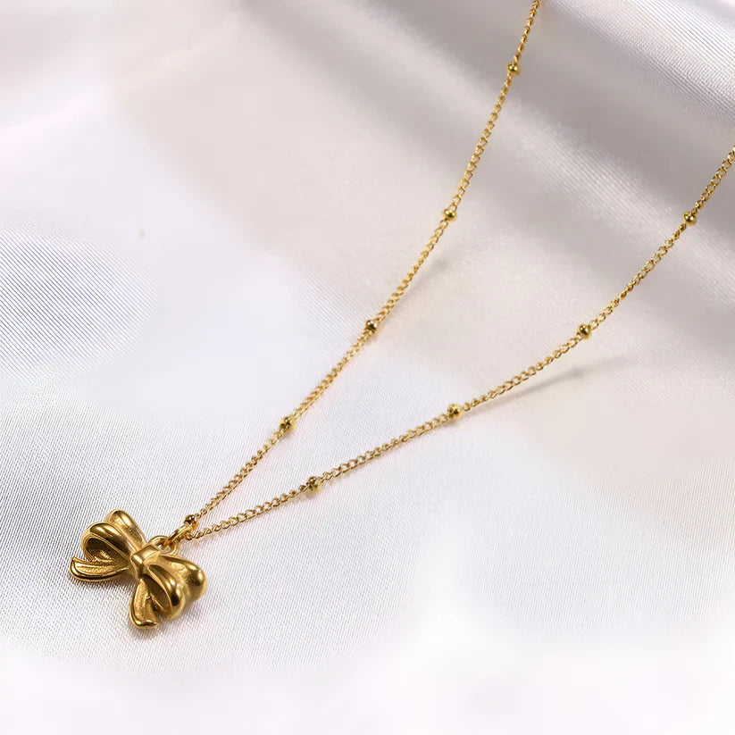 Dainty Bow Pendant Necklace - Sori Style