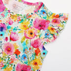 Golden Blooms - Bamboo Flutter Sleeve & Shorts Lounge Set