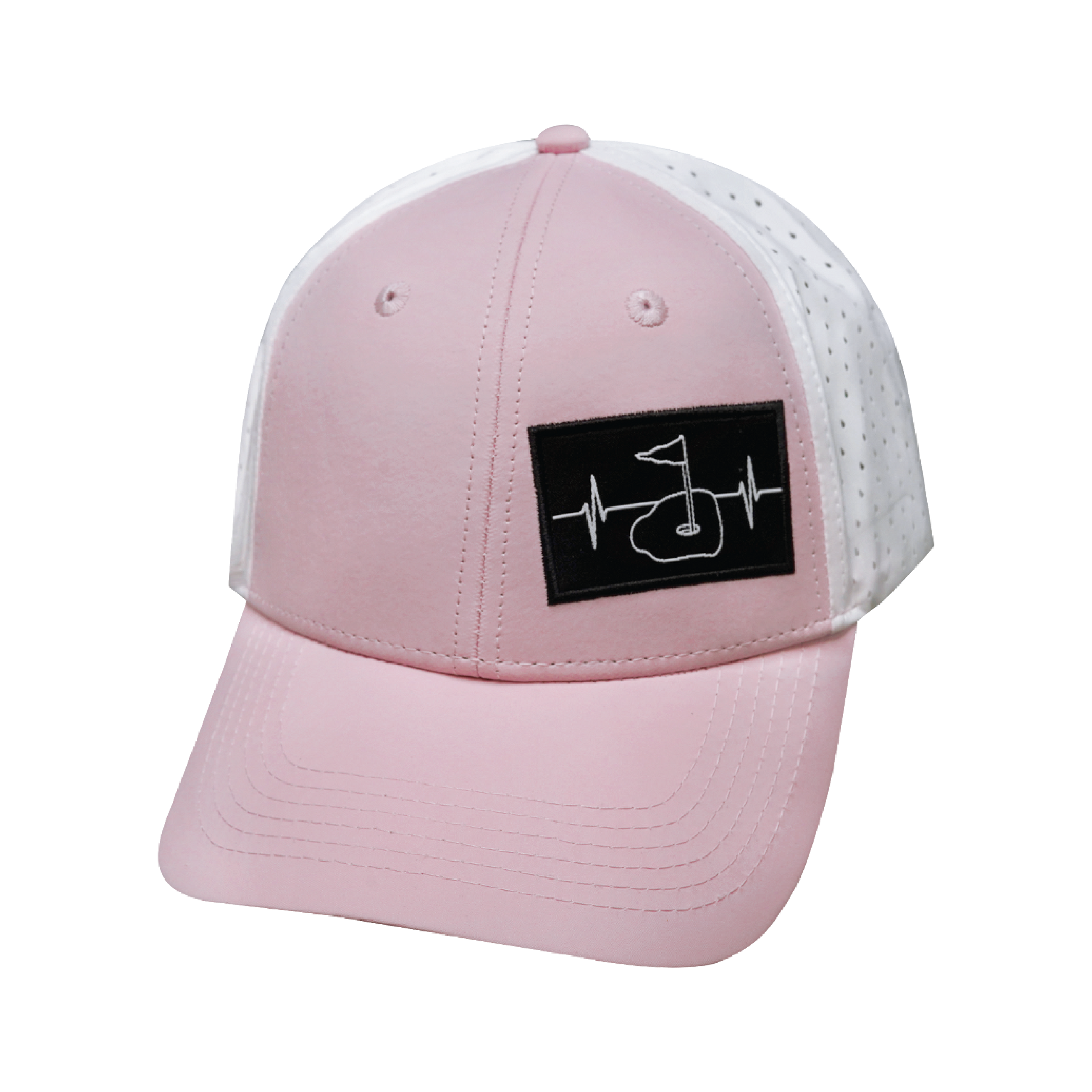 Golf Hat - Low Profile - Ponytail - Light Pink / White - Laser Mesh