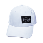 Golf Hat - Low Profile - Ponytail - White - Laser Mesh