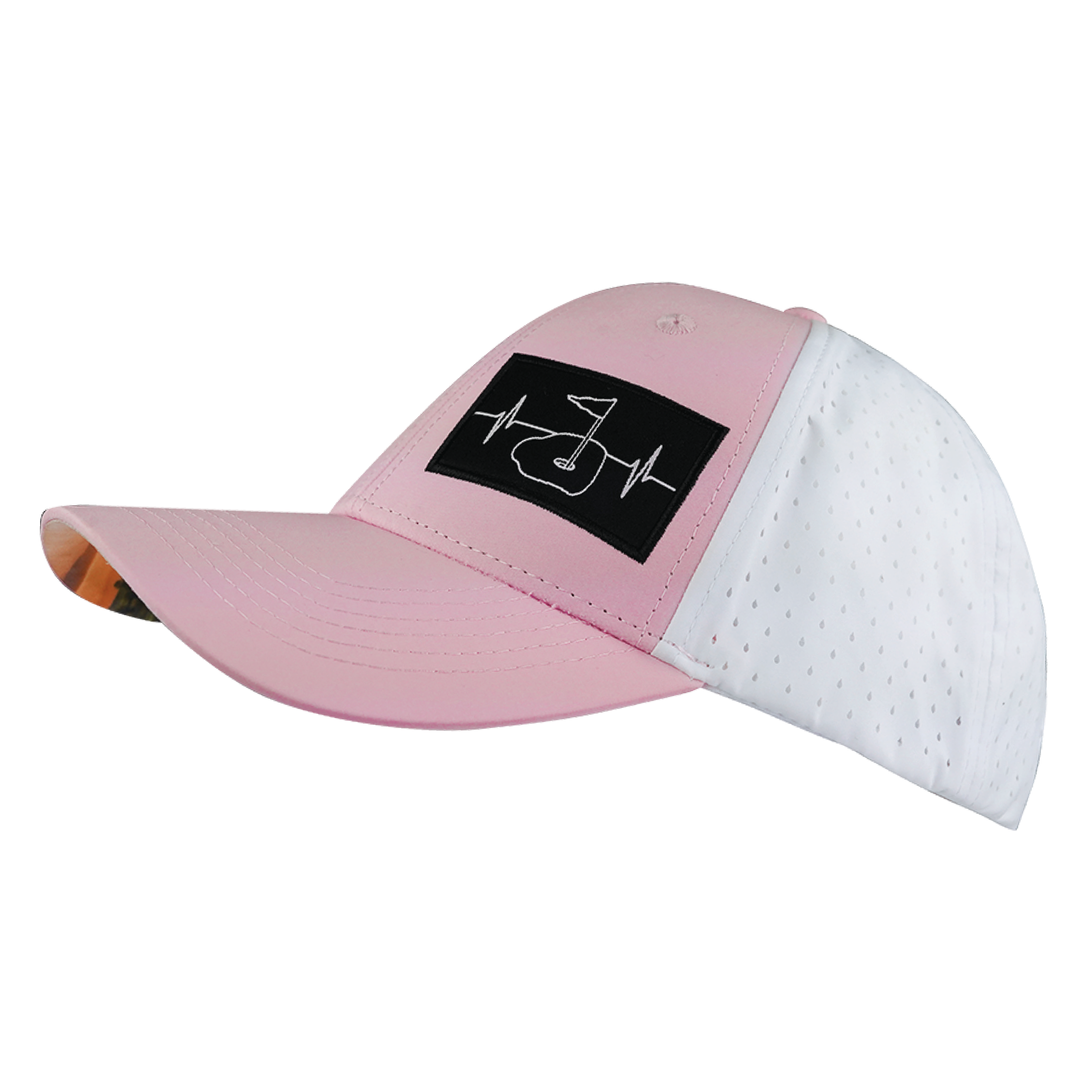 Golf Hat - Low Profile - Ponytail - Light Pink / White - Laser Mesh