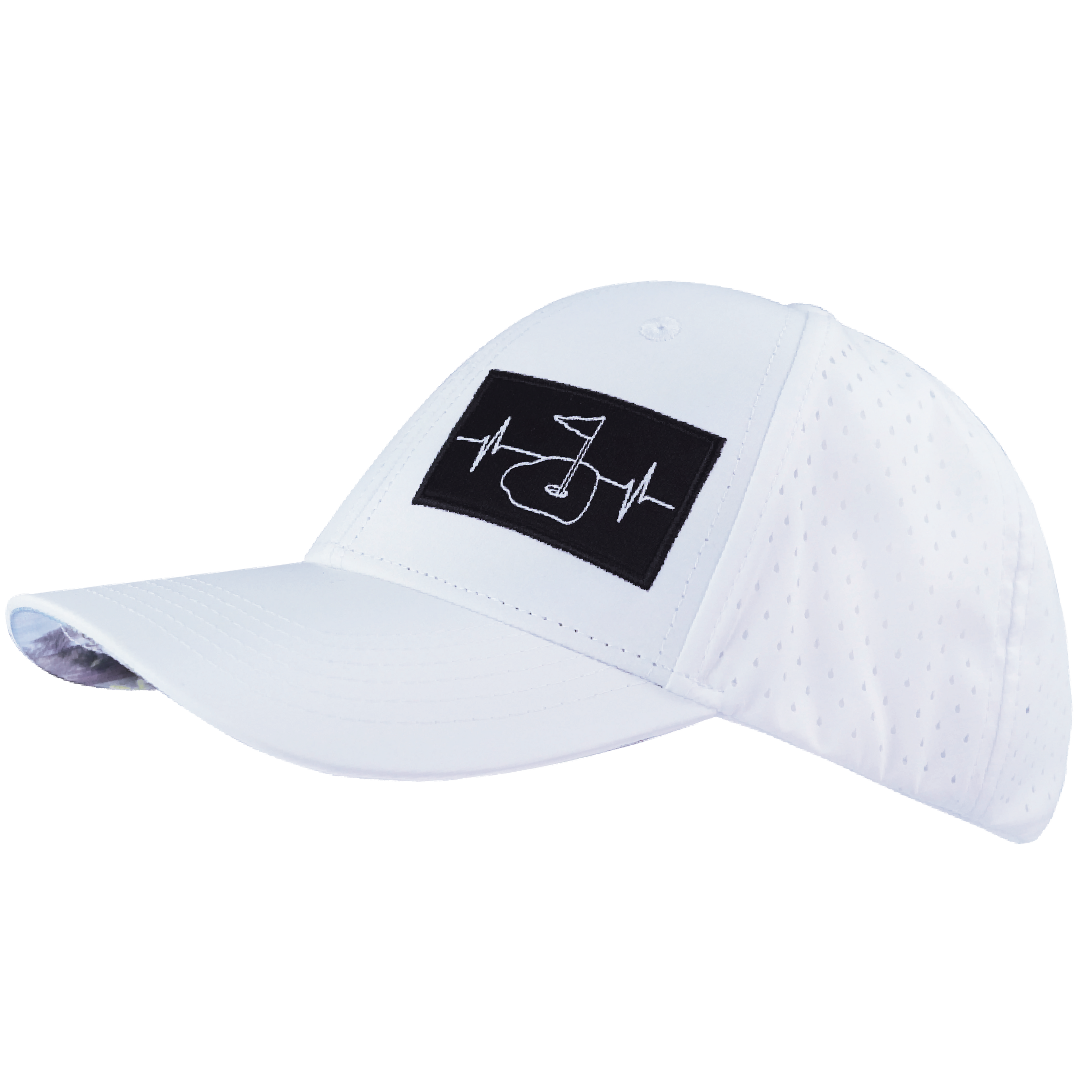Golf Hat - Low Profile - Ponytail - White - Laser Mesh