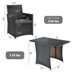 3 Pieces Patio Rattan Furniture Set with Cushion and Sofa Armrest
