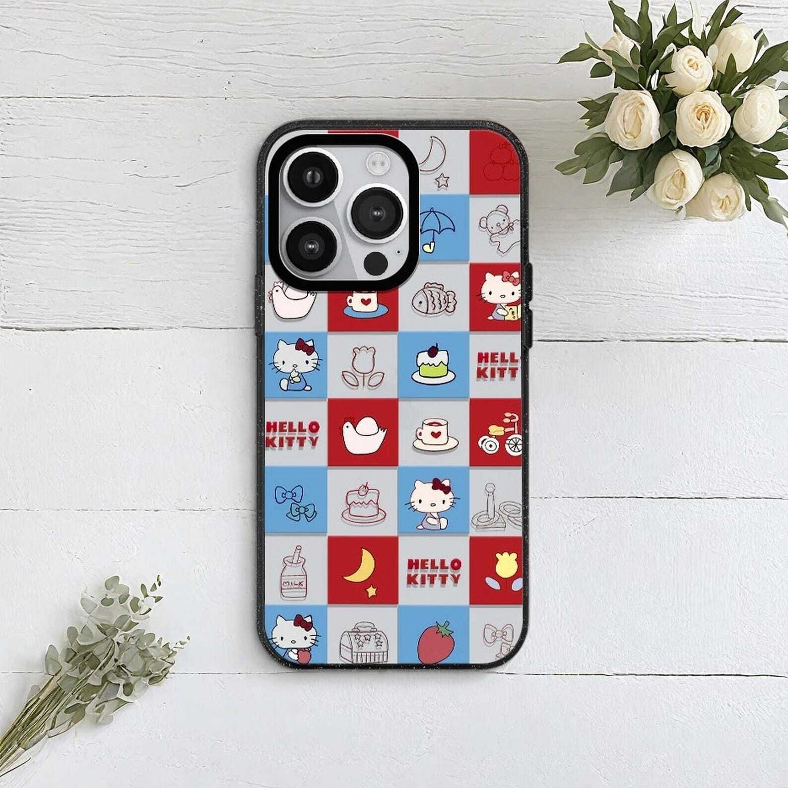 Kawaii Kitty Charm Phone Case for iPhone 16 15 14 13 12 Pro Max