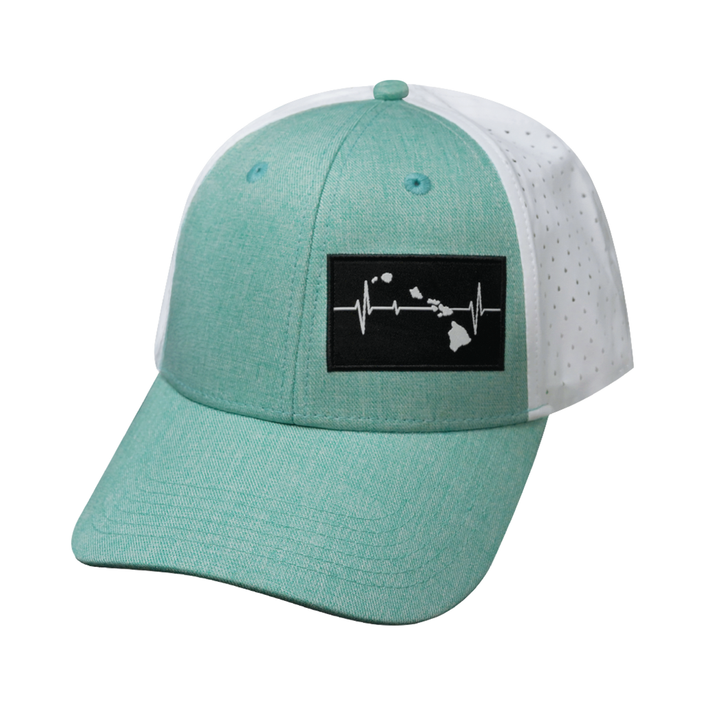 Hawaii Hat - Low Profile - Ponytail - Teal / White - Laser Mesh