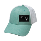 Hawaii Hat - Low Profile - Ponytail - Teal / White - Laser Mesh