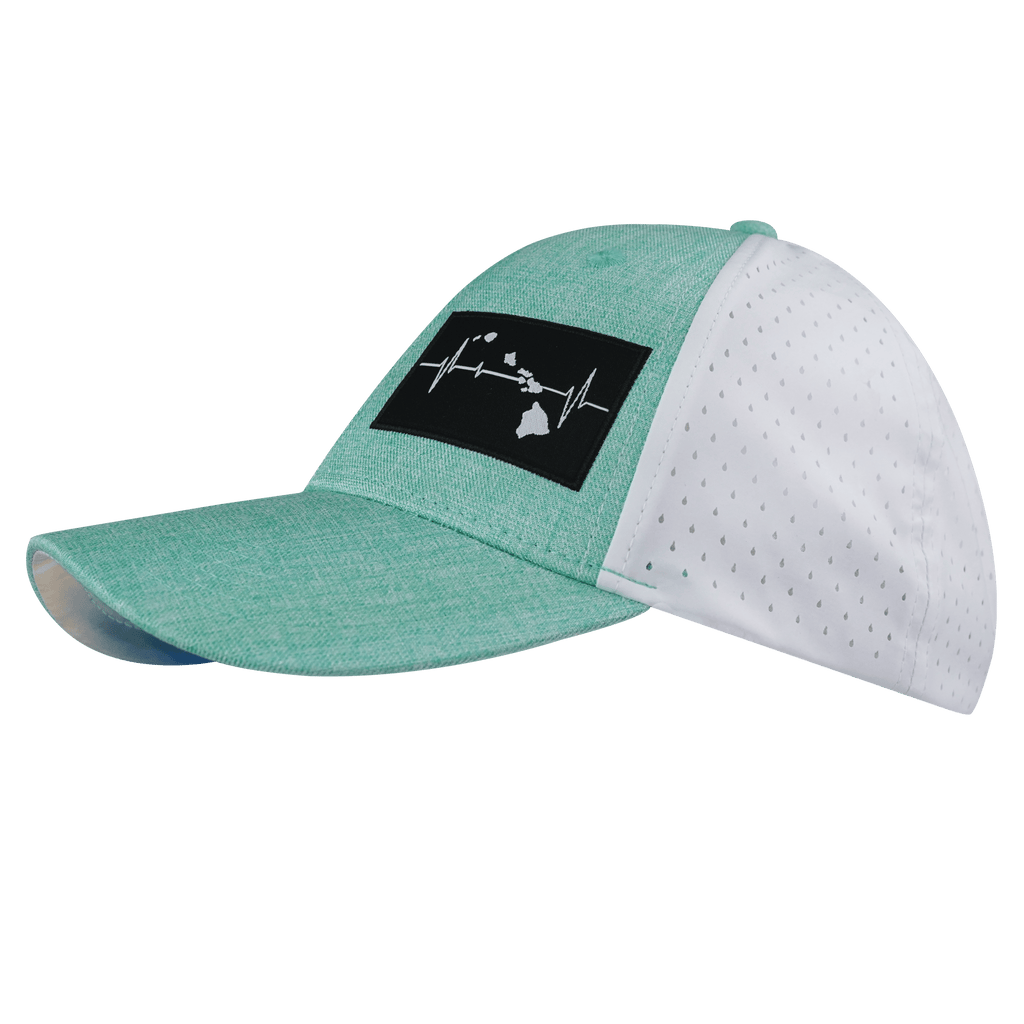 Hawaii Hat - Low Profile - Ponytail - Teal / White - Laser Mesh