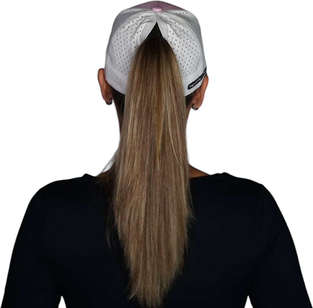 Hawaii Hat - Low Profile - Ponytail - Pink / White - Laser Mesh