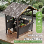 [06X09FT] Heavy-Duty Gable Roof Hardtop Grill Gazebo (SAK49731)