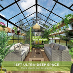 [08X16FT] Heavy-Duty Outdoor Walk-In Polycarbonate Patio Greenhouse With Double Swing Doors, 6MM (SAK26153)