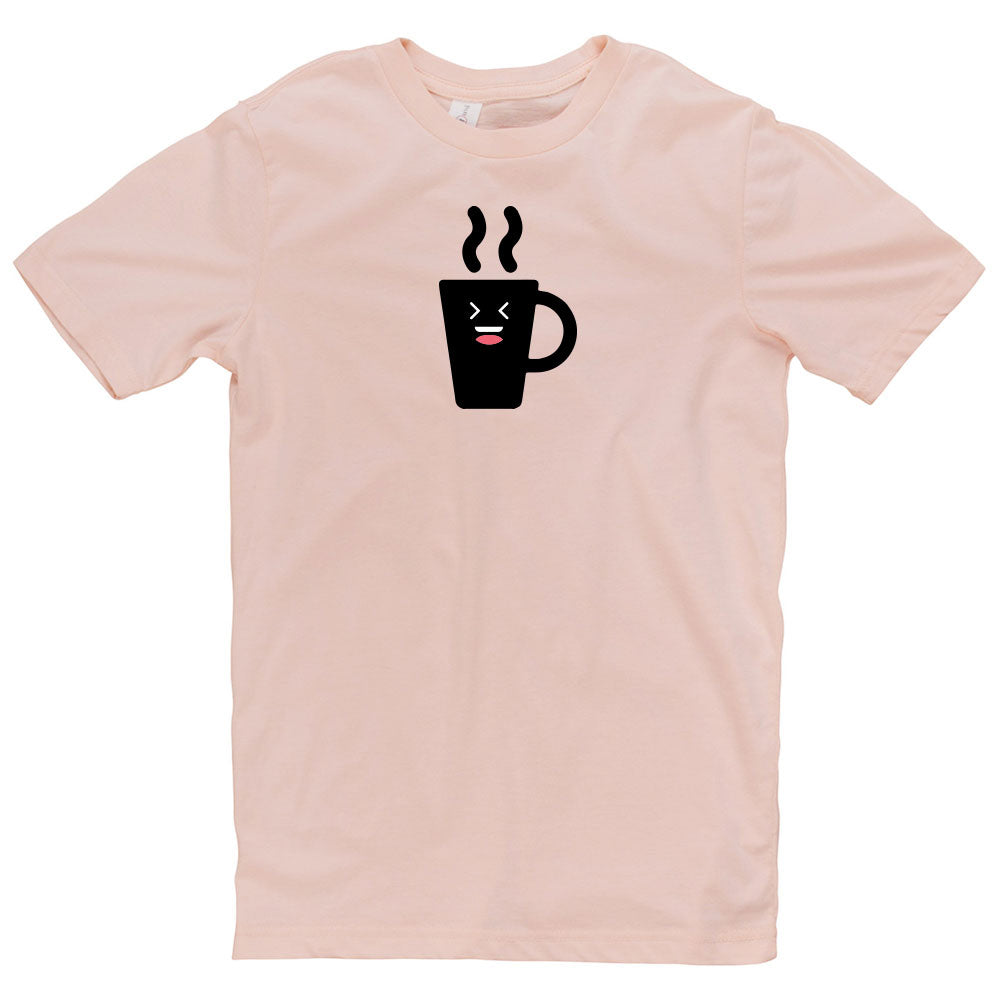 Happy Coffee Cup Graphic Design Short Sleeve Cotton Jersey T-Shirt