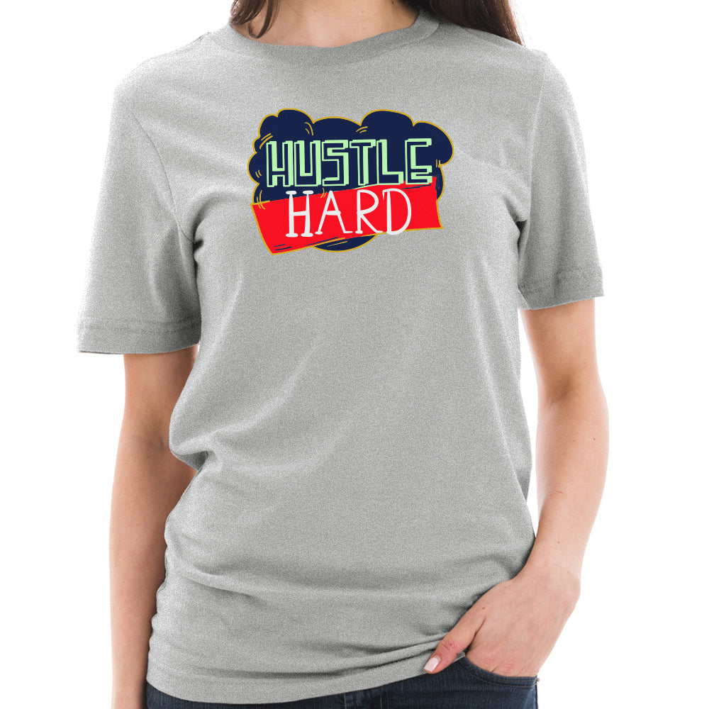 Hustle Hard Phrase Graphic Design Short Sleeve Cotton Jersey T-Shirt
