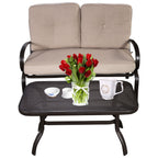 2 Pieces Patio Outdoor Cushioned Coffee Table Seat