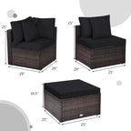 4 Pieces Ottoman Garden Patio Rattan Wicker Furniture Set with Cushion-Gray