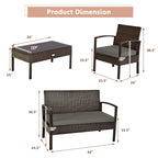 4 Pieces Patio Rattan Cushioned Furniture Set