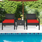 3 Piece PE Rattan Wicker Sofa Set with Washable and Removable Cushion for Patio