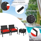 3 Piece PE Rattan Wicker Sofa Set with Washable and Removable Cushion for Patio