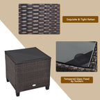 3 Pcs Patio Rattan Furniture Set Cushioned Conversation Set Coffee Table-Beige