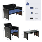 4 Pieces Patio Rattan Cushioned Furniture Set with Coffee Table-Black